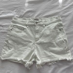 Women's Frayed Hem White Jean Shorts